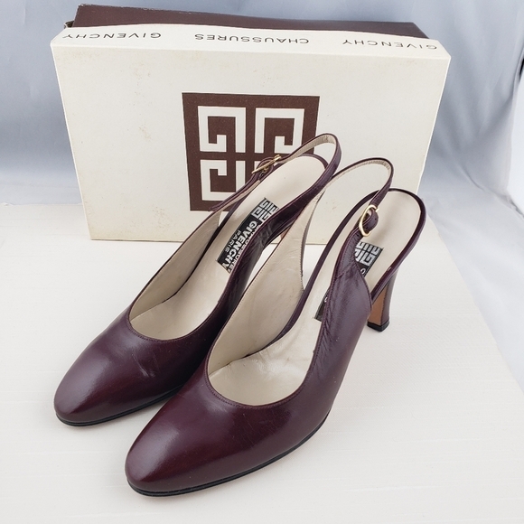 GIVENCHY Chaussures Slingback Heels Brown EUC VTG - Picture 2 of 16